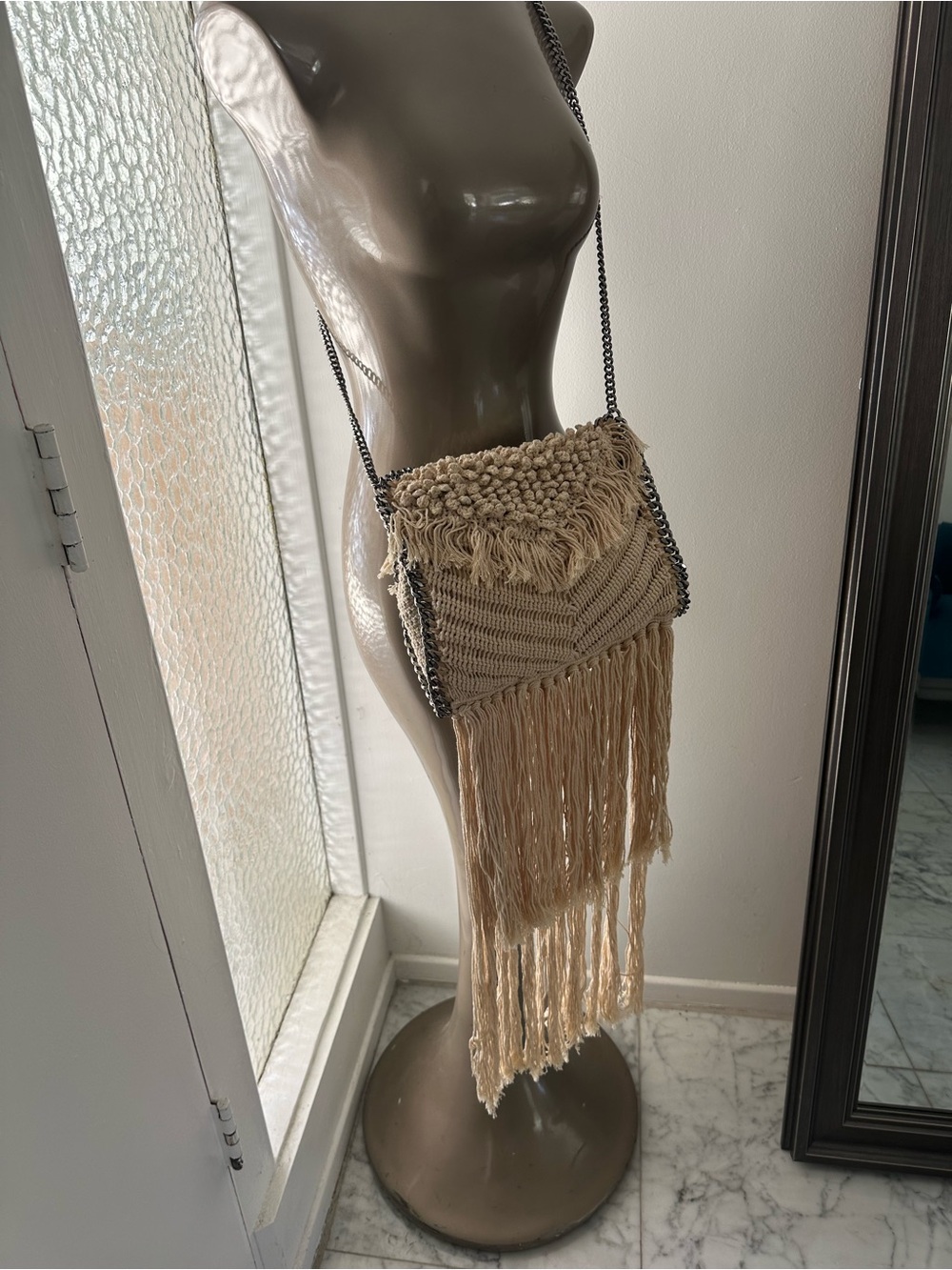 Stella McCartney Falabella Cream Macramé Fringe Crossbody - Picture 5 of 11